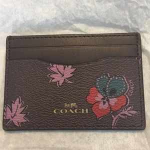 Coach NWT ~ Wildflower Print Card Case in Maroon
